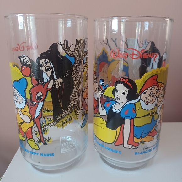 Vintage Collectible Snow White Glass McDonalds Disney Coca-Cola Set Of 2 - Picture 4 of 9